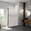 Paroi de douche avec 40 cm retour pivotant - 90 x 200 cm - 8 mm Verre effet Brume, finition chrome avec barre de fixation 140cm