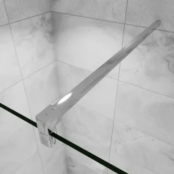Paroi de douche avec 40 cm retour pivotant - 90 x 200 cm - 8 mm Verre effet Brume, finition chrome avec barre de fixation 140cm