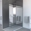 Aurlane Paroi de Douche avec Bande Miroir 140x200cm - Verre 8mm - Profilé Chrome - FREEDOM 2 MIRROR
