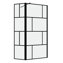 Aurlane Paroi de douche avec pivot 80+40x195cm - Sérigraphie type Briques et Profilés Noir - DARK BLOCKS