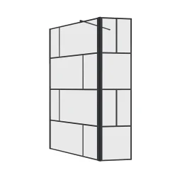 Aurlane Paroi de Douche avec Volet Pivotant 100+40x195cm - Verre 8mm Anticalcaire - Motifs et Profilés Noir
