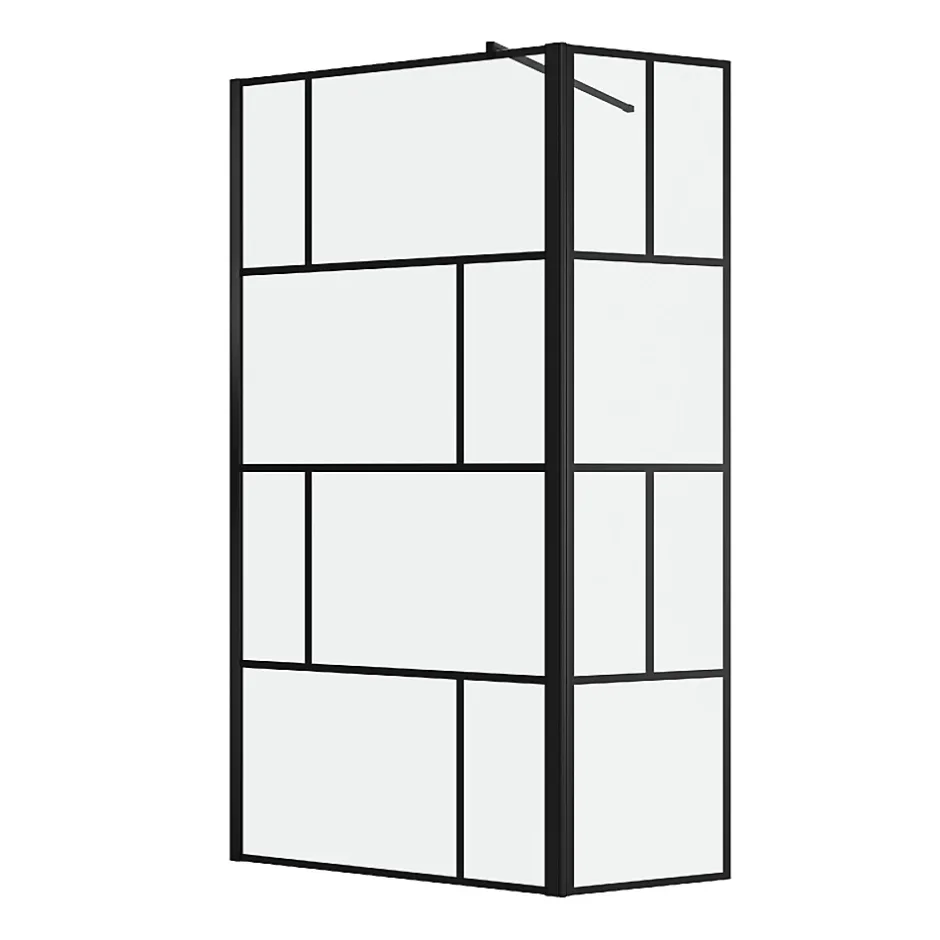 Aurlane Paroi de Douche avec Volet Pivotant 80+40x195cm - Verre 8mm Anticalcaire - Motifs et Profilés Noir* Paroi De Douche