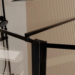 Aurlane Paroi de Douche avec Volet Pivotant 90+40x195cm - Verre 8mm Anticalcaire - Motifs et Profilés Noir