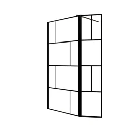 Aurlane Paroi de Douche avec Volet Pivotant 90+40x195cm - Verre 8mm Anticalcaire - Motifs et Profilés Noir
