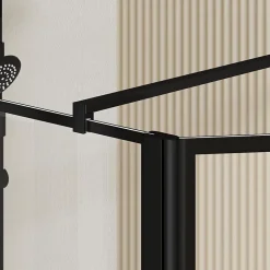 Aurlane Paroi de Douche avec Volet Pivotant 120+40x195cm - Verre 8mm Anticalcaire - Motifs et Profilés Noir* Paroi De Douche