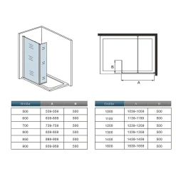 AICA Sanitaire Paroi de douche Chrome 100 x 200 cm avec volet pivotant à 180 degré - Verre anticalcaire - Barre de stabilisation incluse* Paroi De Douche