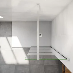 Paroi de douche chrome 80x190cm,6mm verre anticalcaire avec bandes horizontales sérigraphiées,avec barre de fixation 90cm