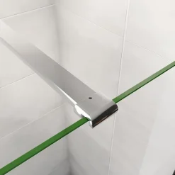 Paroi de douche chrome 80x190cm,6mm verre anticalcaire avec bandes horizontales sérigraphiées,avec barre de fixation 90cm
