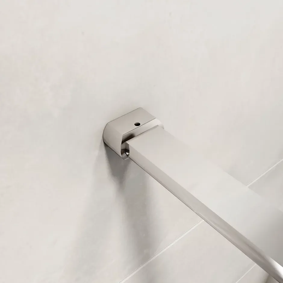 Paroi de douche chrome 80x190cm,6mm verre anticalcaire avec bandes horizontales sérigraphiées,avec barre de fixation 90cm