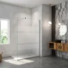 Paroi de douche chrome 140x190cm,6mm verre anticalcaire avec bandes horizontales sérigraphiées,barre de fixation 140cm en carré* Paroi De Douche