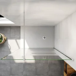 Paroi de douche chrome 140x190cm,6mm verre anticalcaire avec bandes horizontales sérigraphiées,barre de fixation 140cm en carré* Paroi De Douche