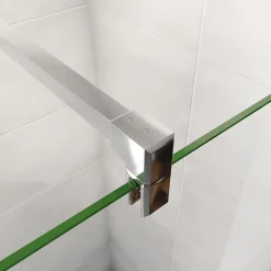 Paroi de douche chrome 140x190cm,6mm verre anticalcaire avec bandes horizontales sérigraphiées,barre de fixation 140cm en carré* Paroi De Douche