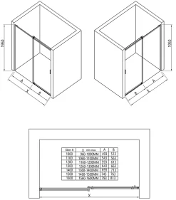 Bernstein Paroi de douche 120cmx195cm(LxH) profil chrome en verre ESG 6mm, Cabine de douche porte coulissante - NT806* Porte De Douche