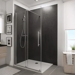 Paroi de douche coulissante l.140xH.200cm, Walk In, verre transparent anticalcaire 8mm, profilé chromé, Schulte NewStyle* Paroi De Douche