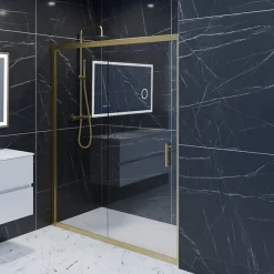 Cuisibane Paroi de douche coulissante 160 cm cadre doré GOLDY* Porte De Douche