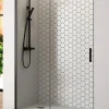 Baño Total Paroi de douche coulissante 1 porte 1 fixe 1 porte 175 cm (Adaptable 169-174cm) Verre 6 mm clair anti-calcaire Perfil Negro* Porte De Douche