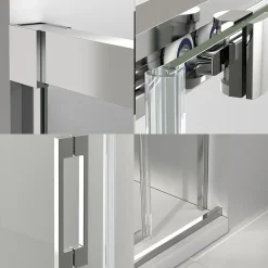 Baño Total Paroi de douche coulissante 1 porte 1 fixe 1 porte 140 cm (Adaptable 134-139cm) Verre 6 mm clair anti-calcaire Profil Chrome* Porte De Douche