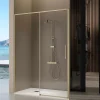 Kassandra Paroi de douche coulissante DELTA - Doré (Or Brossé) - 142-144.6 cm - Fermeture amortie - Réversible - Anticalcaire* Porte De Douche