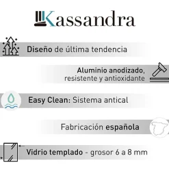 Kassandra Paroi de douche coulissante DELTA - Noir Mat - Sérigraphié - 113-115.6 cm - Fermeture amortie - Réversible - Anticalcaire