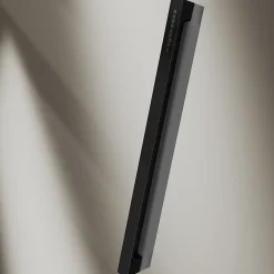 Kassandra Paroi de douche coulissante DELTA - Noir Mat - 143-145.6 cm - Fermeture amortie - Réversible - Anticalcaire