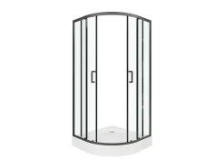 Vente-unique Paroi de douche d'angle avec receveur - Noir - L90 x l90 x H192 cm - SIDOA