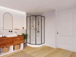 Vente-unique Paroi de douche d'angle avec receveur - Noir - L90 x l90 x H192 cm - SIDOA