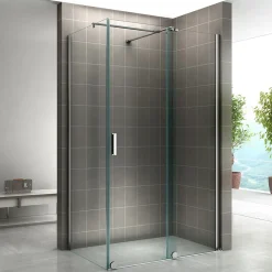 Saniverre Paroi de douche d'angle NAPOLI H.200 cm porte coulissante verre 8 mm transparent 90 x 160 cm (porte 160) -