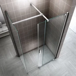 Saniverre Paroi de douche d'angle NAPOLI H.200 cm porte coulissante verre 8 mm transparent 90 x 160 cm (porte 160) -