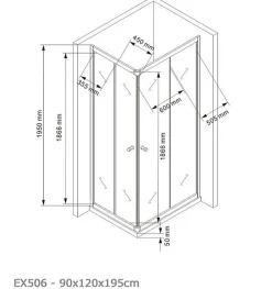 Bernstein Paroi de douche d'angle,porte coulissante, en verre véritable NANO EX506 90x120x195cm - sans receveur* Porte De Douche