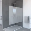 Aurlane Paroi de Douche Dépolie 140x200cm + Barre de fixation extensible - Verre 8mm - Finition Chrome* Paroi De Douche