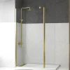 Aurlane Paroi de Douche et Volet Pivotant 100+40x200 cm - Profilé + Barre de Fixation Or Doré Brossé