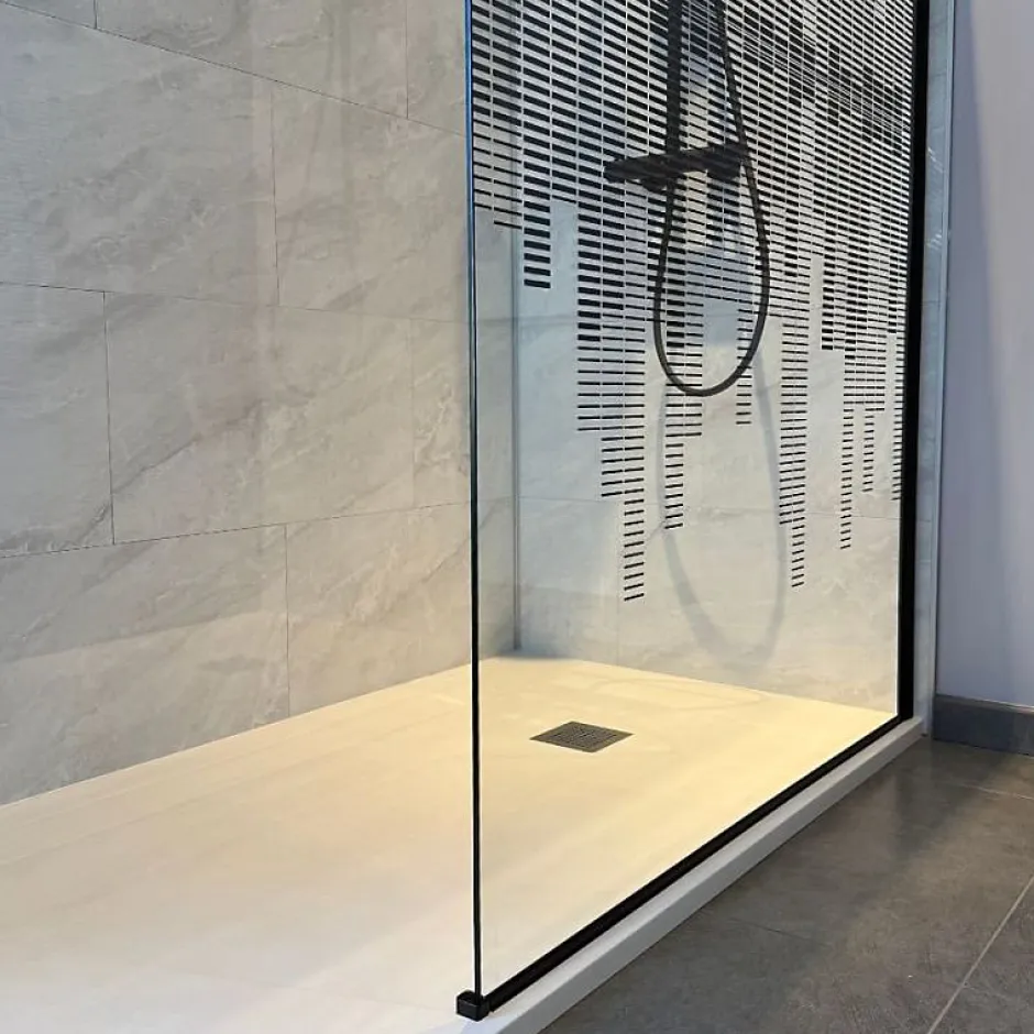 Cuisibane Paroi de douche fixe 110 cm x 200 cm motif MANHATTAN - Verre 8 mm