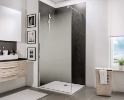 Paroi de douche fixe à l'italienne l.120xH.190cm, Walk In, verre transparent anticalcaire 6mm, décor Brouillard, Schulte NewStyle