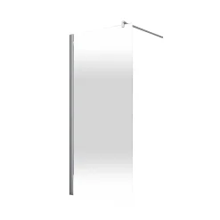 Paroi de douche fixe à l'italienne l.100xH.190cm, Walk In, verre transparent anticalcaire 5-6mm, décor Brouillard, profilé chromé, Schulte NewStyle