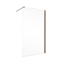 Paroi de douche fixe à l'italienne l.120xH.200cm, Walk In, verre transparent anticalcaire 6mm, profilé cuivré, Schulte NewStyle