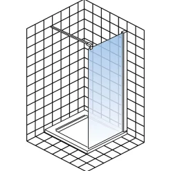 Paroi de douche fixe à l'italienne l.100xH.200cm, Walk In, verre transparent anticalcaire 6mm, profilé cuivré, Schulte NewStyle