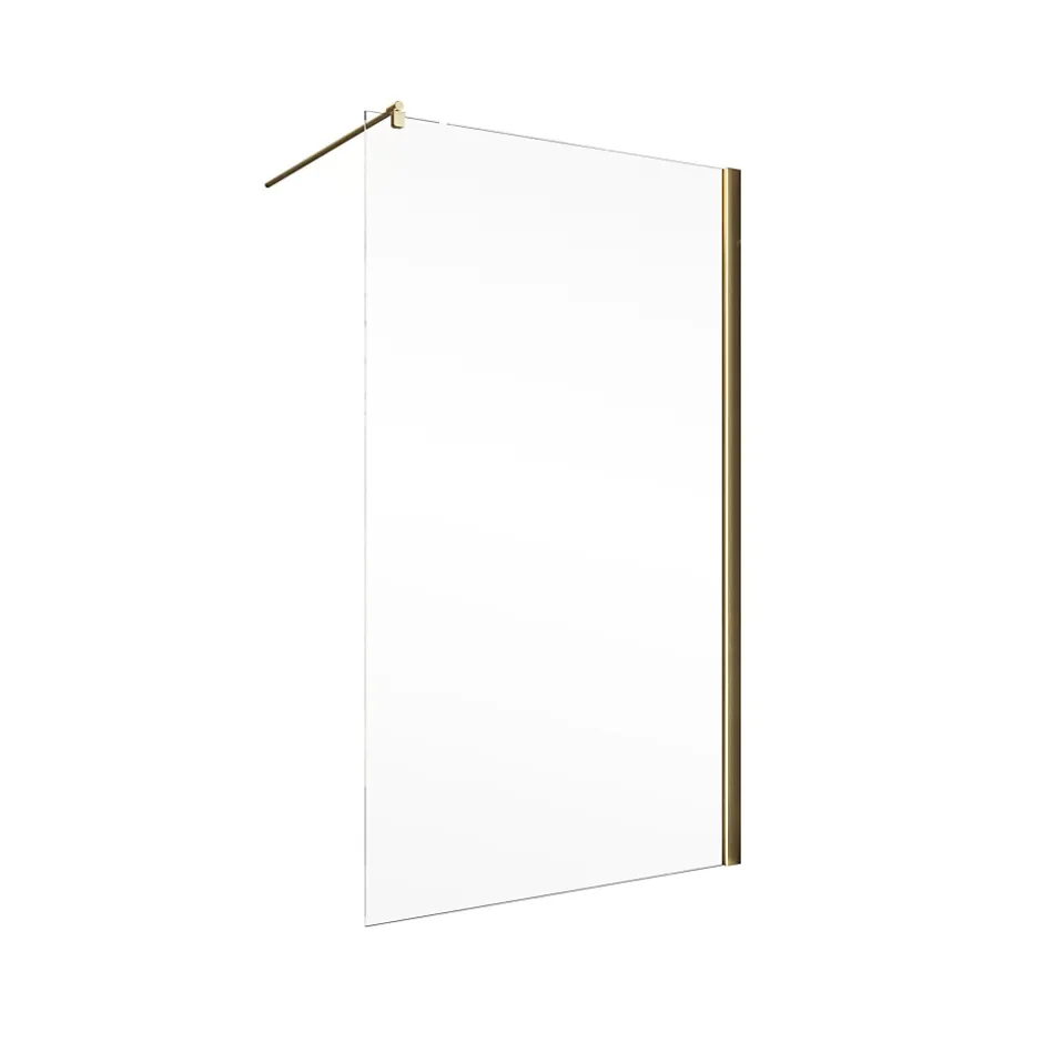 Paroi de douche fixe à l'italienne l.100xH.200cm, Walk In, verre transparent anticalcaire 6mm, profilé doré mat, Schulte NewStyle* Paroi De Douche