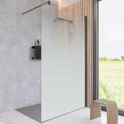 Paroi de douche fixe à l'italienne l.120xH.200cm, verre brume 6mm, profilé noir mat, Schulte NewStyle* Paroi De Douche