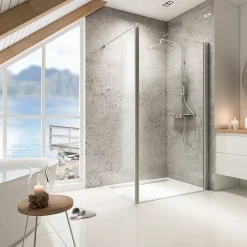 Paroi de douche fixe avec volet pivotant l.100 + 35 x H.200 cm Walk In, profilés alu chrome, Schulte MasterClass
