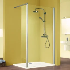 Paroi de douche fixe avec volet pivotant l.100 + 35 x H.200 cm Walk In, profilés alu chrome, Schulte MasterClass