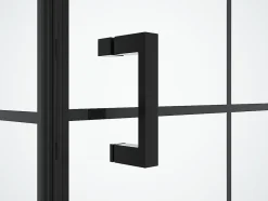 Vente-unique Paroi de douche fixe avec porte pivotante serigraphiée noir mat - 80 x 80 x 190 cm - CAPARICA
