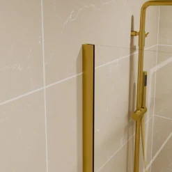Cuisibane Paroi de douche fixe dorée 100 cm x 200 cm GOLDY - Verre 8 mm