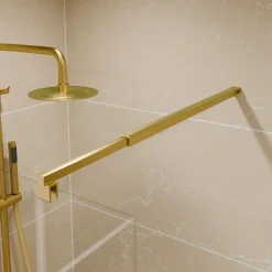 Cuisibane Paroi de douche fixe dorée 100 cm x 200 cm GOLDY - Verre 8 mm