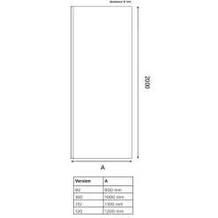 Cuisibane Paroi de douche fixe dorée 100 cm x 200 cm GOLDY - Verre 8 mm