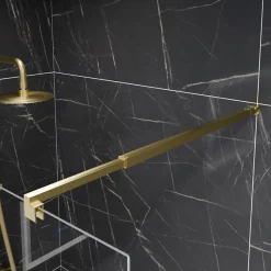 Cuisibane Paroi de douche fixe dorée 100 cm x 200 cm GOLDY - Verre 8 mm