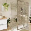 GoodHome Paroi de douche fixe l.80 x H.195 cm, bandes miroir, profilés alu chrome, Ledava