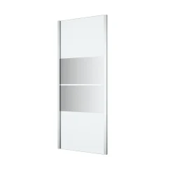 GoodHome Paroi de douche fixe l.80 x H.195 cm, bandes miroir, profilés alu chrome, Ledava