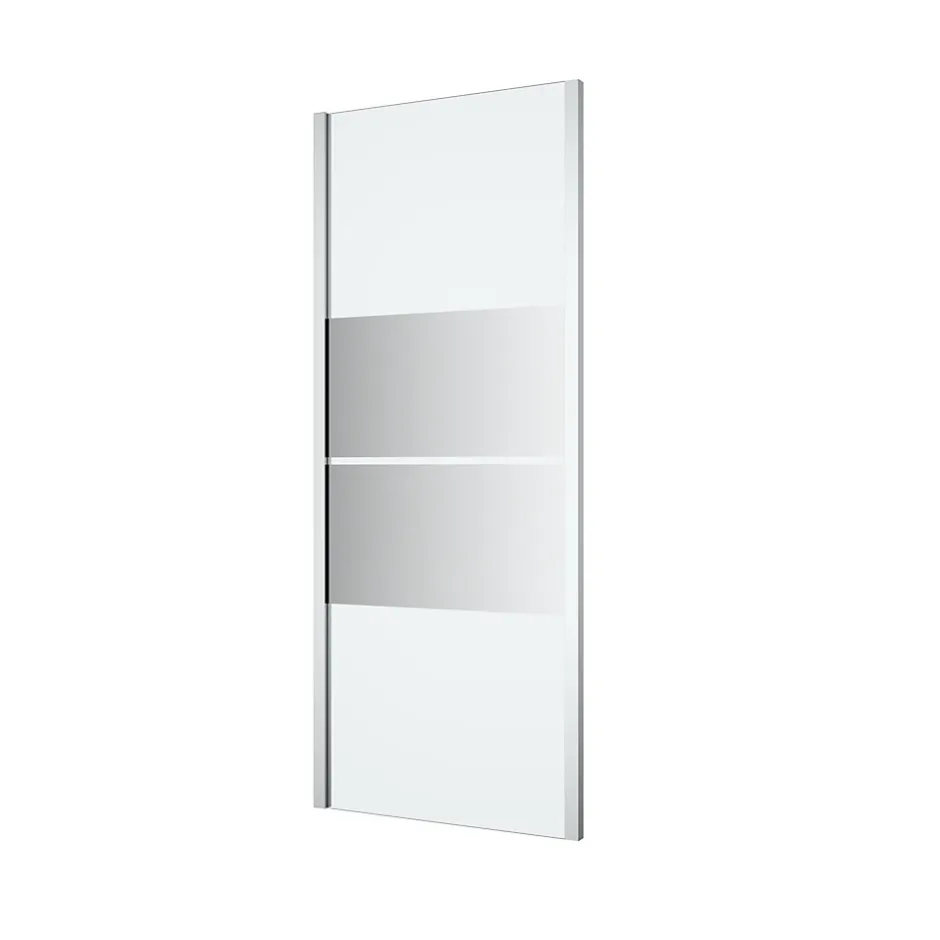 GoodHome Paroi de douche fixe l.80 x H.195 cm, bandes miroir, profilés alu chrome, Ledava
