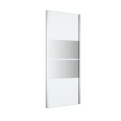 GoodHome Paroi de douche fixe l.80 x H.195 cm, bandes miroir, profilés alu chrome, Ledava