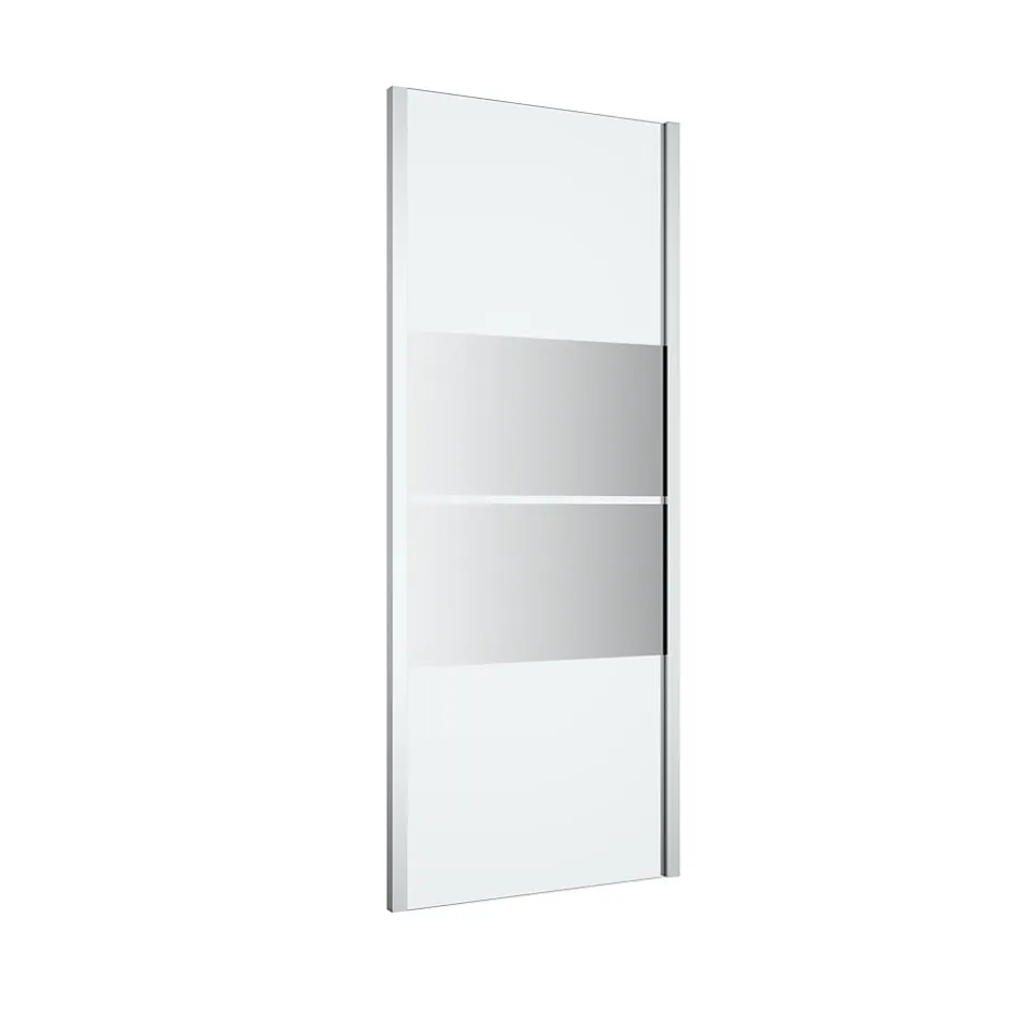GoodHome Paroi de douche fixe l.80 x H.195 cm, bandes miroir, profilés alu chrome, Ledava